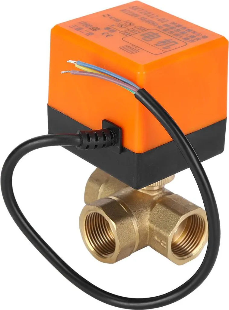 Vanne à bille motorisée L en laiton G3/4 220V bipolaire orange 1,6 MPa
