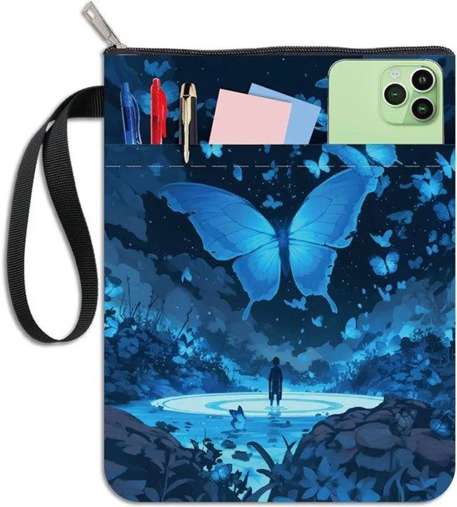 Housse de protection tissu bleu pour livres reliés avec fermeture éclair