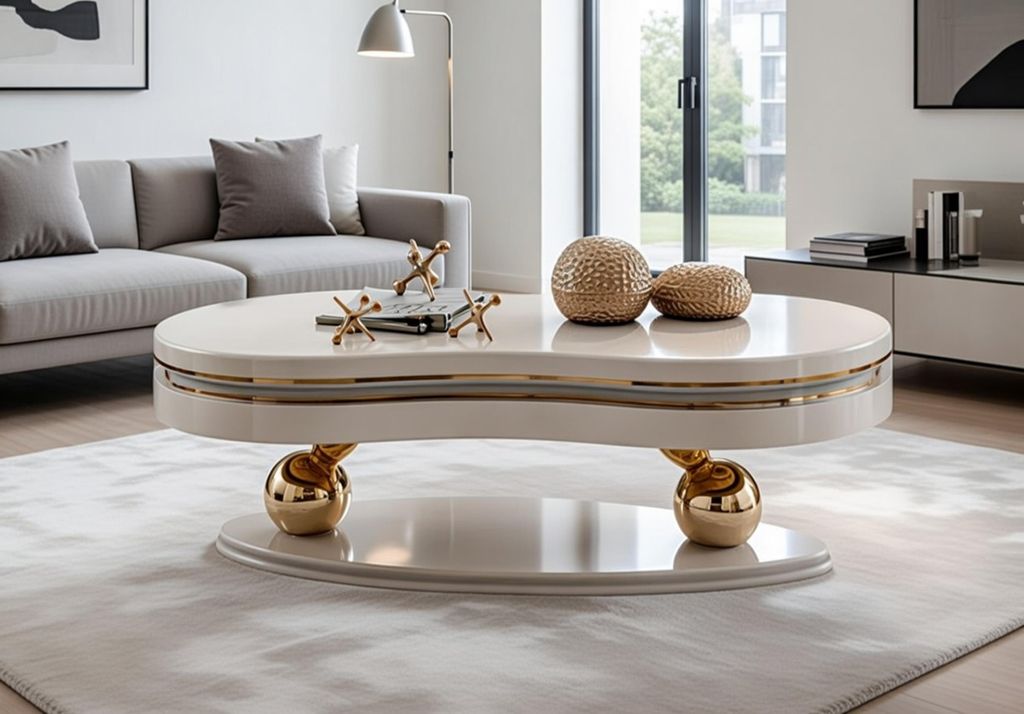 Eleganter Couchtisch mit goldenen Akzenten und robuster Konstruktion