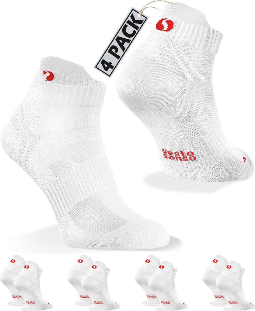 Sesto Senso Herren Sport Socken SKB08 - Atmungsaktiv, Nahtlos, Thermoregulierung, Ideal für Laufen & Fitness, Weiß, Poliamid, Nicht drückend 39-42
