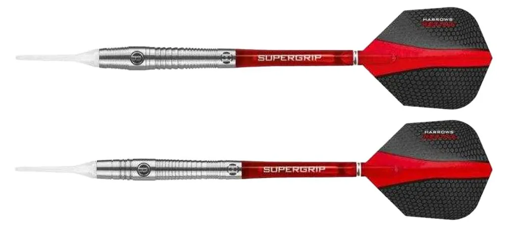 Fléchettes 18g Harrows Retina Noir Rouge : Pack Précision Pointe Souple 3x