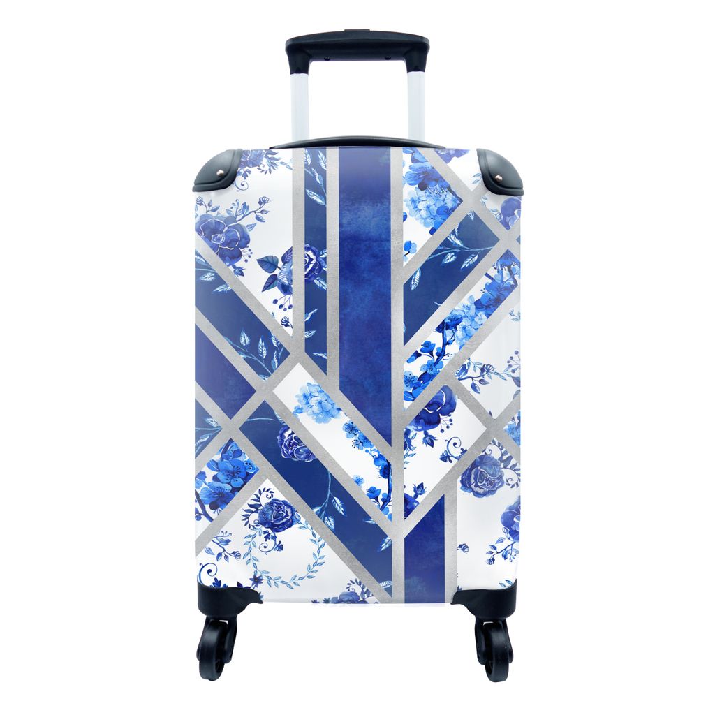 MuchoWow Koffer Handgepäck Trolley Rollkoffer Kleine Reisekoffer mit 4 Rollen - Delfter Blau - Design - Luxus - Cabin Size < 55x40x23 cm & 55x40...