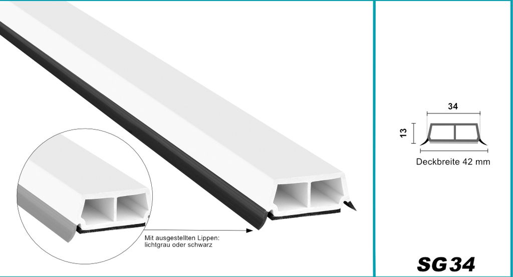 HEXIM Fenstersprossen weiß 1 & 2 Meter - selbstklebende Glassprossen aus PVC Kunststoff, Dichtungslippen(steil & ausgestellt) in grau und schwarz ...