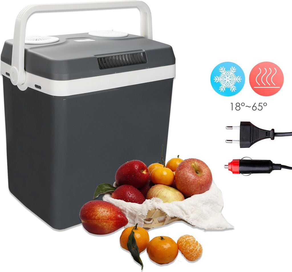 Izrielar Elektrische Kühlbox 25L Coolbox 12V/230V Kühlen & Warmhalten,Auto & Steckdose - Thermobox - Mini Kühlschrank - Für Camping, Picknick...