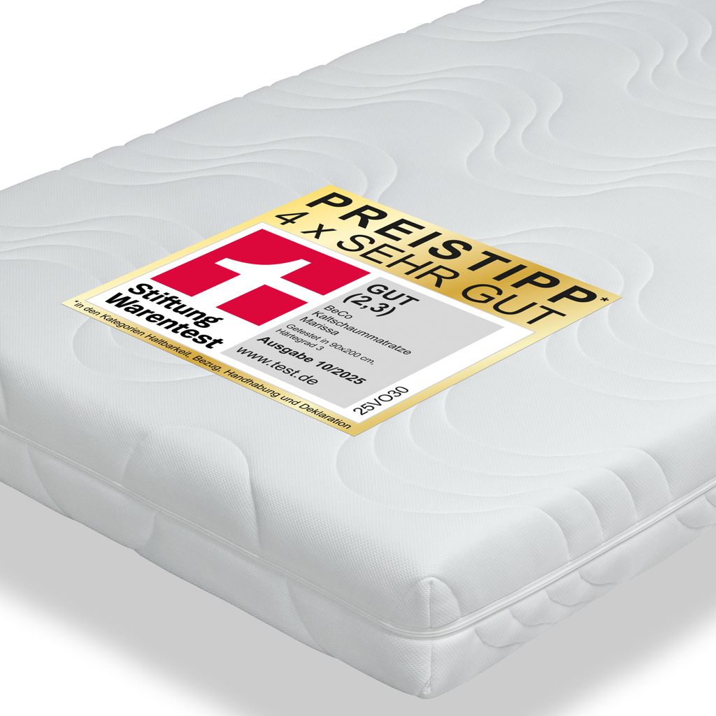 BeCo Matratze Marissa, 80 x 200 cm, H3, 18 cm, Kaltschaum, Stiftung Warentest “GUT”(getestet in 90×200 cm H3, 10/25), Preistipp, mittelfest