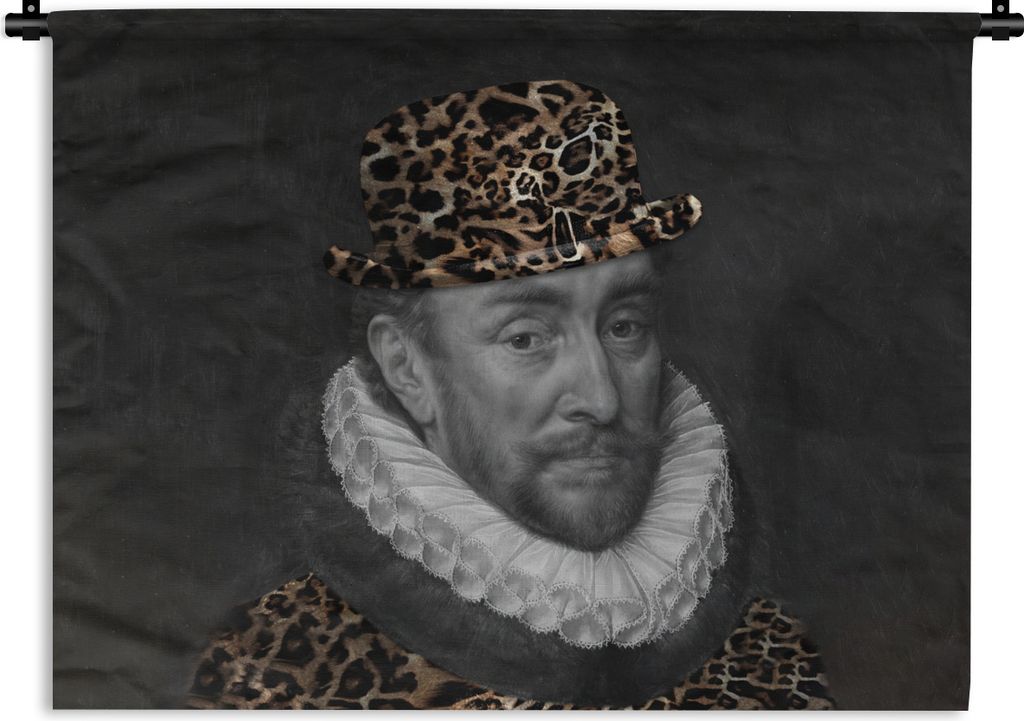MuchoWow Wandteppich Wandbehang Kunst - Wilhelm von Oranien - Hut 150x112.50 cm Tapisserie Dekoration Wandtuch - Wanddecke - Wandteppiche