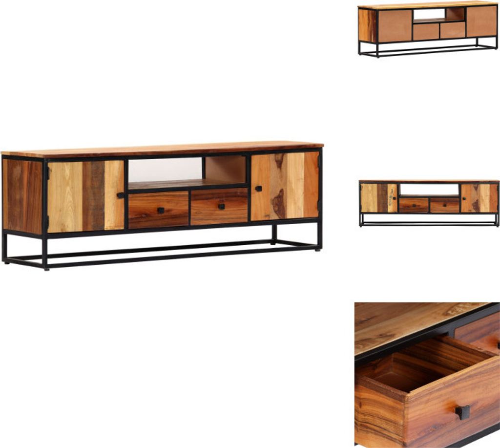 vidaXL TV-Schrank 120x30x40 cm Massives Altholz und Stahl - TV-Möbel
