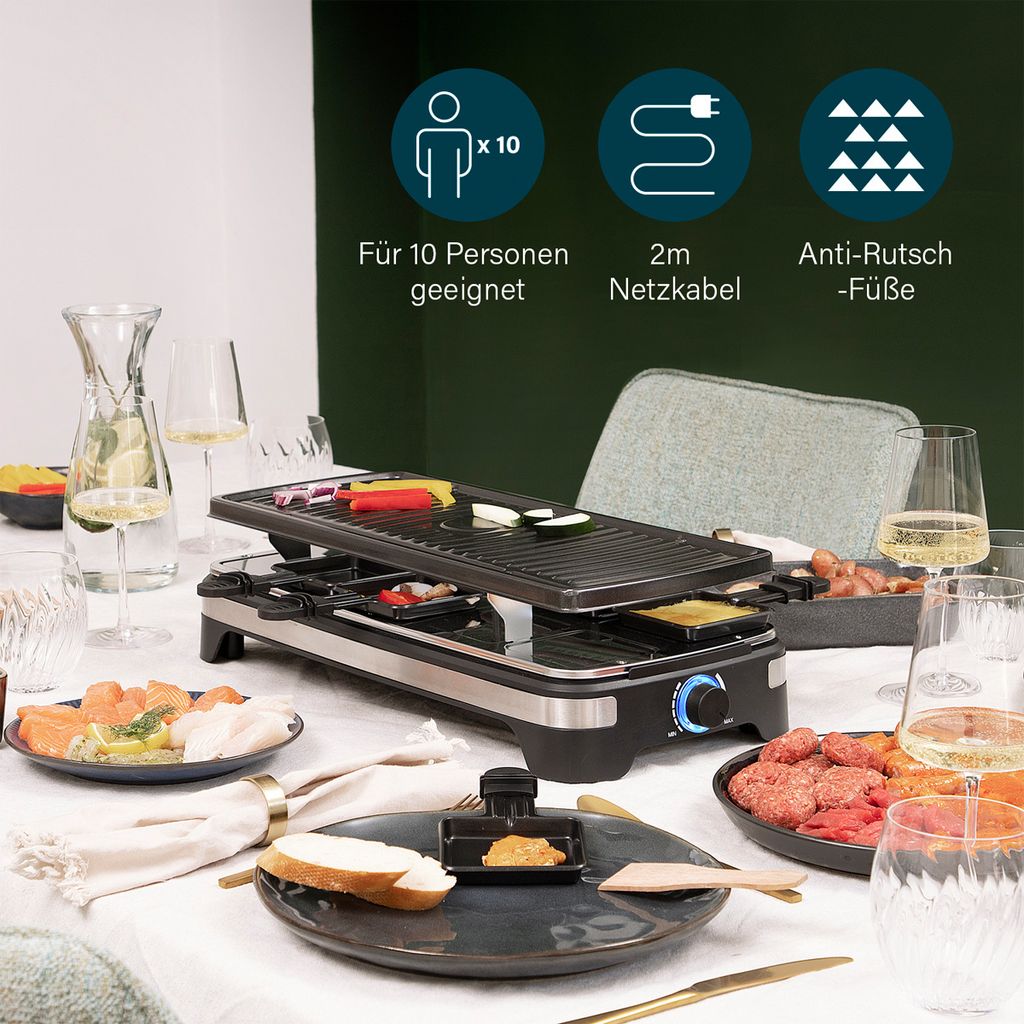 Contactgrill Princess Princess 162650 Raclette 10 Personen - Gourmetstel  Met Antiaanbakplaat En 1500W