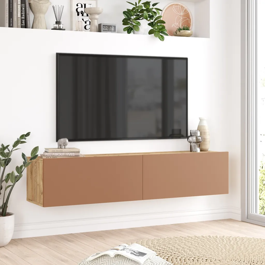 Meuble Télévision Minimaliste FUTURE 140cm Cuivre - Chic et Robuste