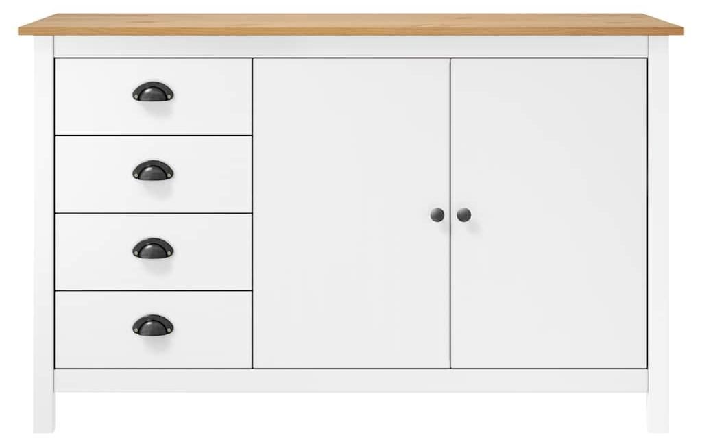vidaXL Credenza Hill White 130x40x80 cm in legno di pino Immagine del prodotto 
