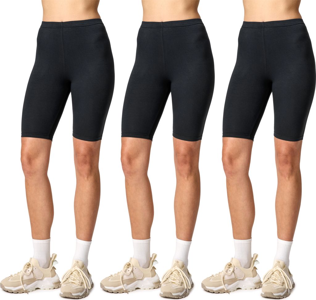Merry Style Damen Kurze Leggings aus Viskose (Schwarz/Schwarz/Schwarz, L) MS10-145