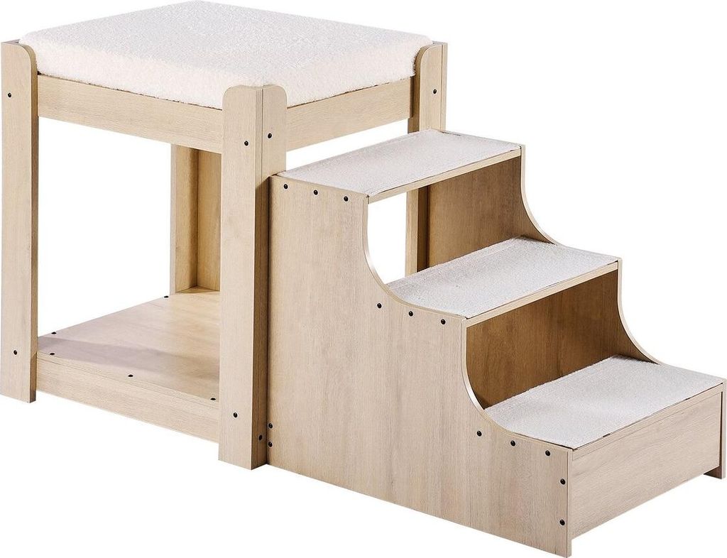 Pet Bunk Bed with Stairs Dog/Cat Window Perch for Bedside Indoor Use