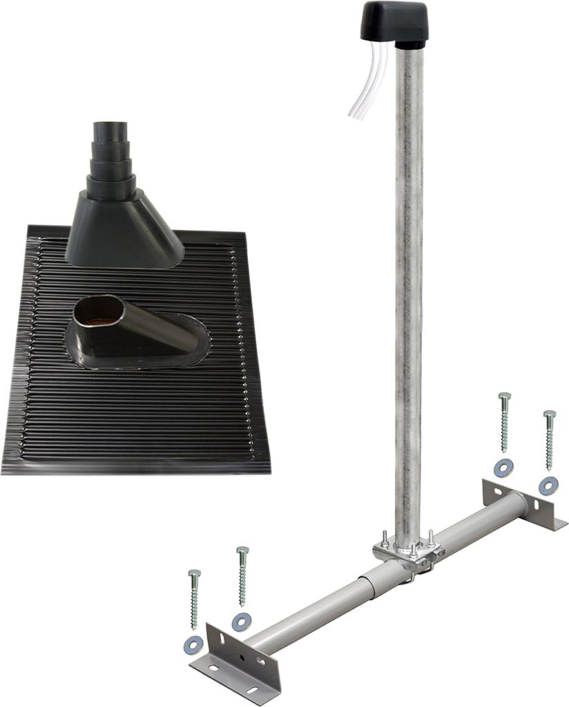 PremiumX BASIC TV SAT Dachsparrenhalter 100cm Mast Alu Antennenziegel schwarz