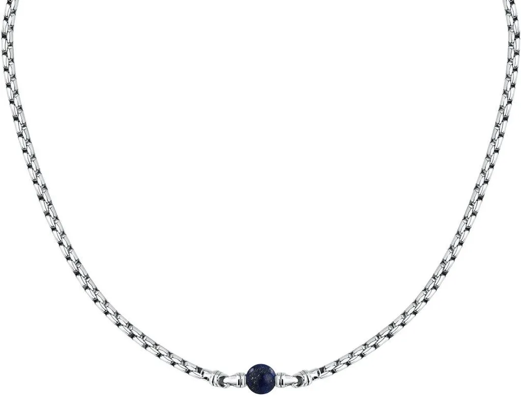Collier acier anti-ternissement et lapis-lazuli bleu Pietre S1745