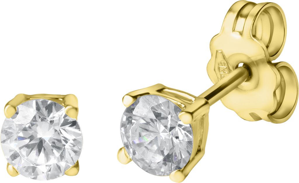 Celesta Gold Ohrstecker 375/- Gold 0,5cm gelb Zirkonia weiß Produktbild 