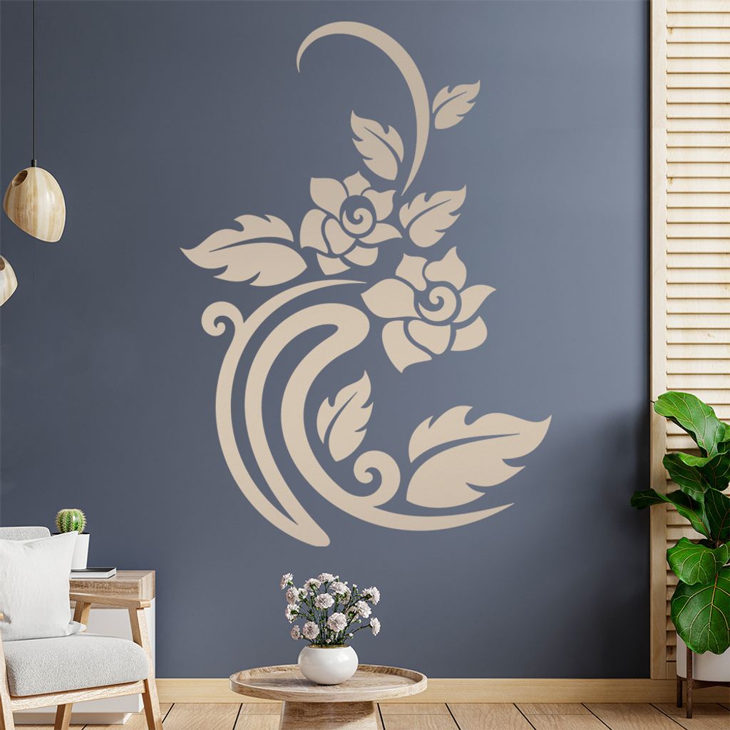 Rosen - Linien Wandtattoo in 6 Größen - Wandaufkleber Wall Sticker - Dekoration, Küche, Wohnzimmer, Schlafzimmer, Badezimmer
