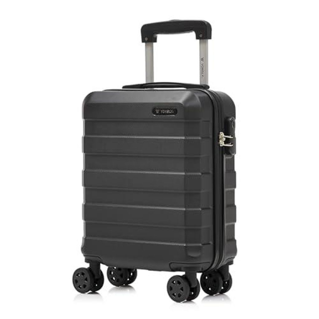Koffer Trolley Reisekoffer Suitcase, Rollkoffer Handgepäck ,mit 4 Rollen360°, Hartschalenreisekoffer, Zahlenschloss, Weicher Gummigriff(S, Schwarz)
