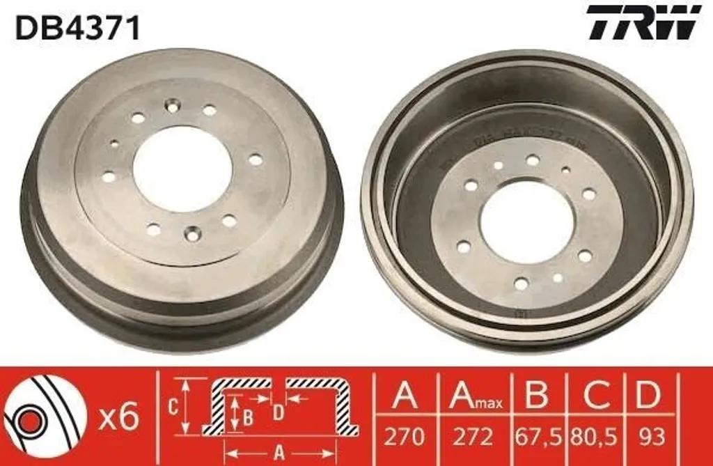 Tambour de frein TRW DB4371 haute résistance - Performance OE 3780207