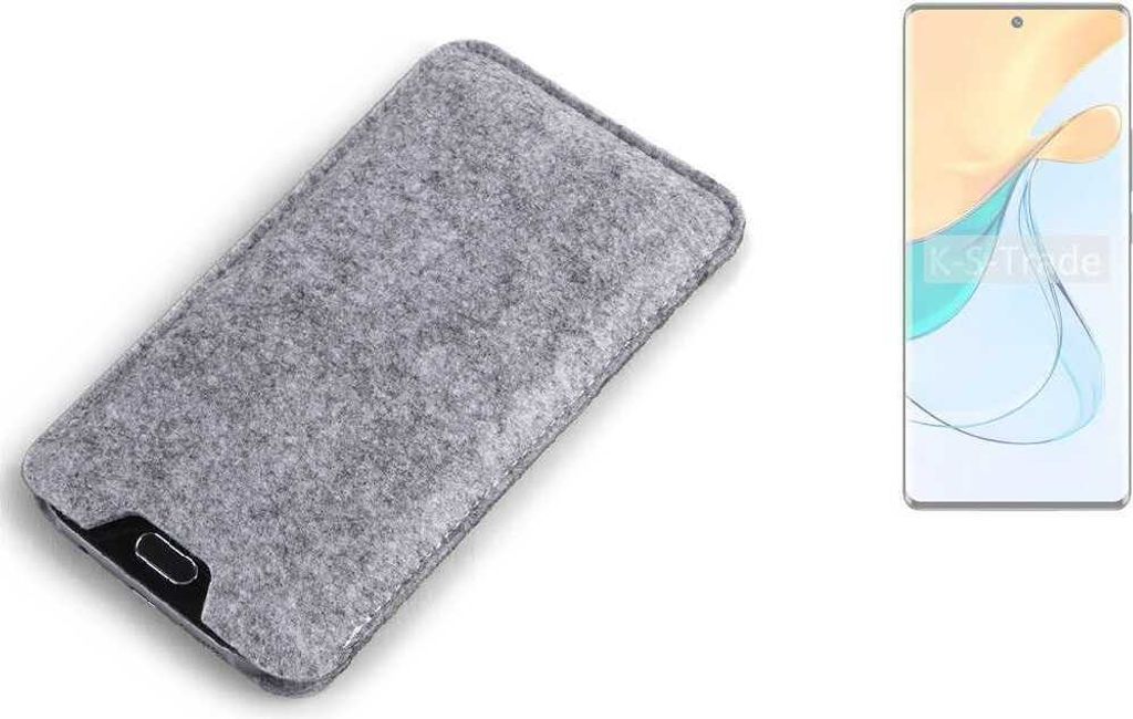 K-S-Trade Filz Handyhülle kompatibel mit ZTE Blade V50 5G Schutzhülle Filztasche Filz Tasche Case Sleeve Handy Hülle Filzhülle grau