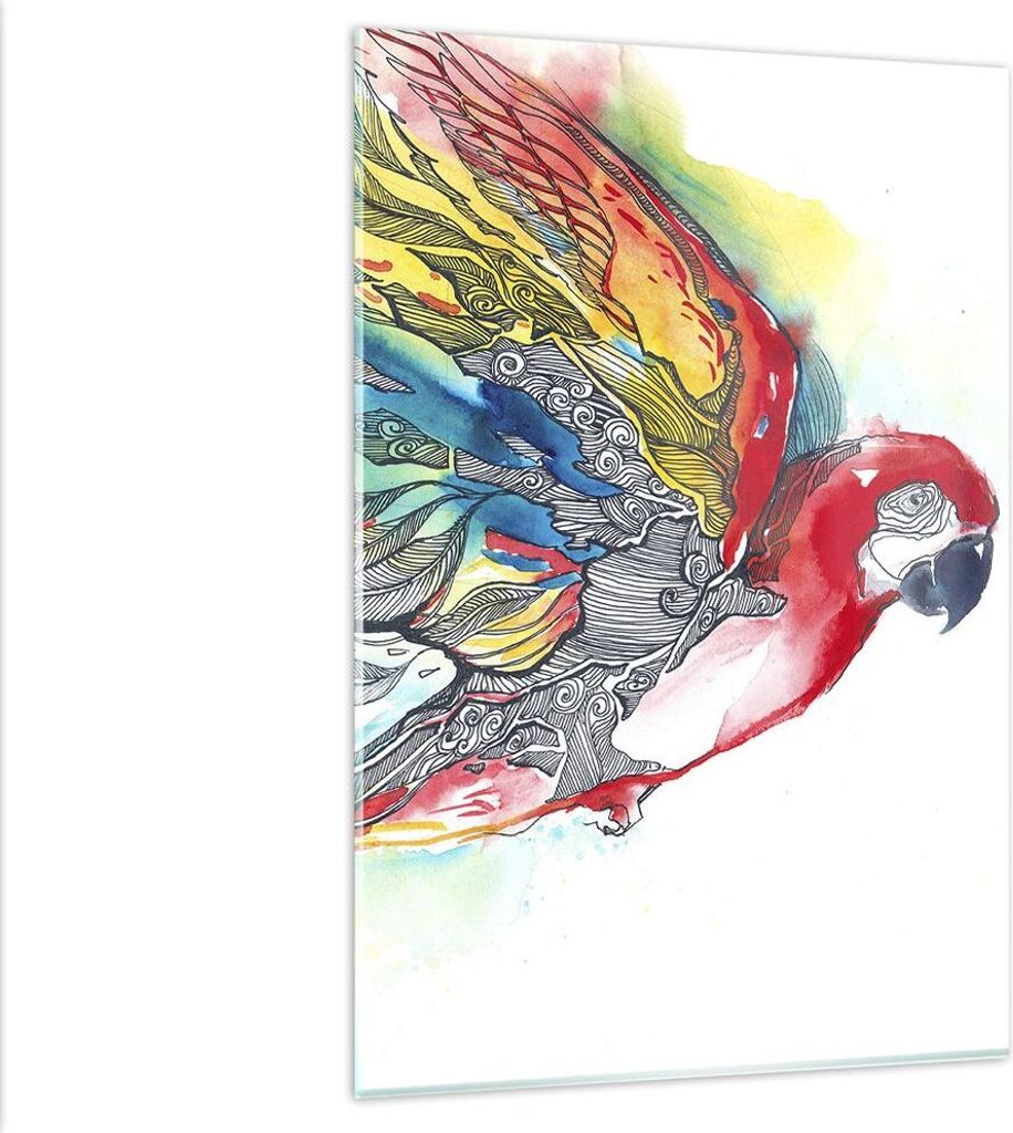 Bilder auf glas - Einteilig - Parrot Flügel Federn Natur - 80x120cm - Glasbilder - Wandbilder - Bilder - Wanddekoration aus Glas - Glas Bilder - W...