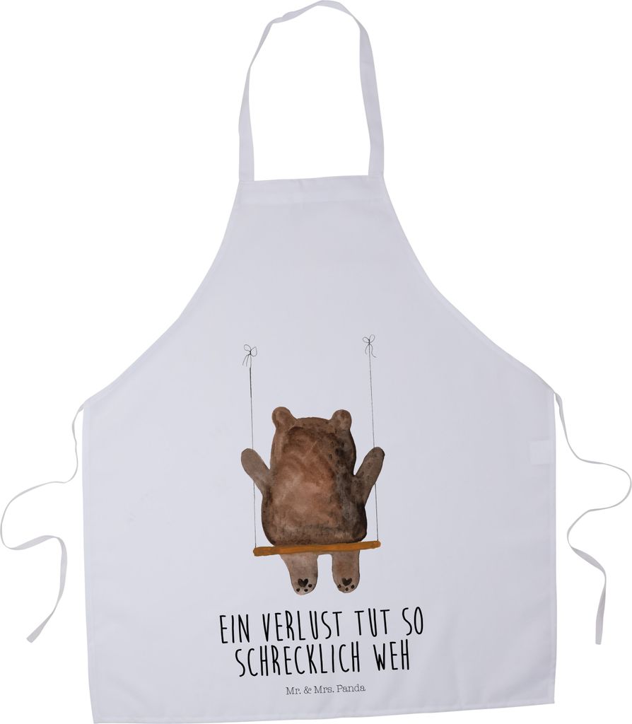 Mr. & Mrs. Panda Küchenschürze Bär Schaukel - Weiß - Geschenk, Küchenzubehör, Teddy, Servierschürze, Schürze, Grillschürze, Arbeitsschürze
