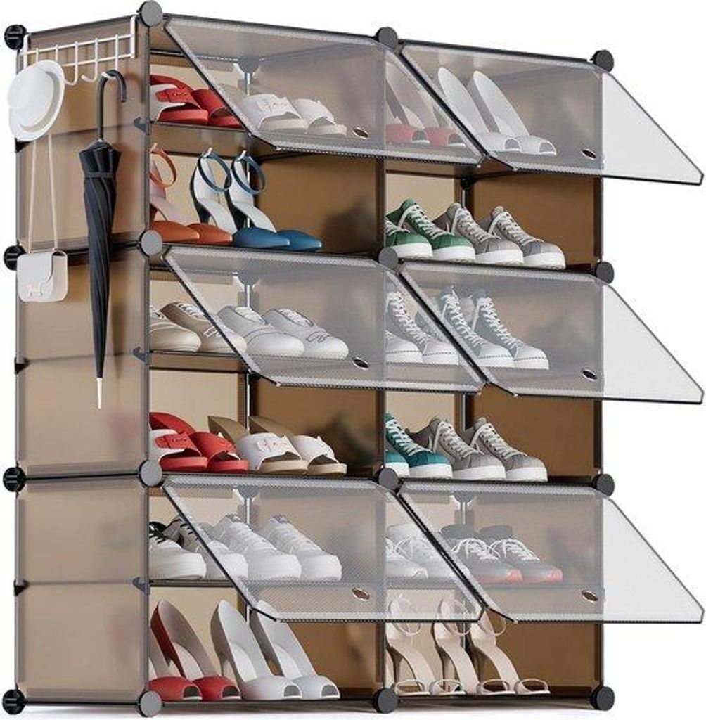 Schoenrek für maximal 24 Paar Schuhe, 2-fach 6-Schicht Schuhschrank, schadstoffdichter Schuhschrank, Schuhablage für Flur, Schlafzimmer, Kleiders...