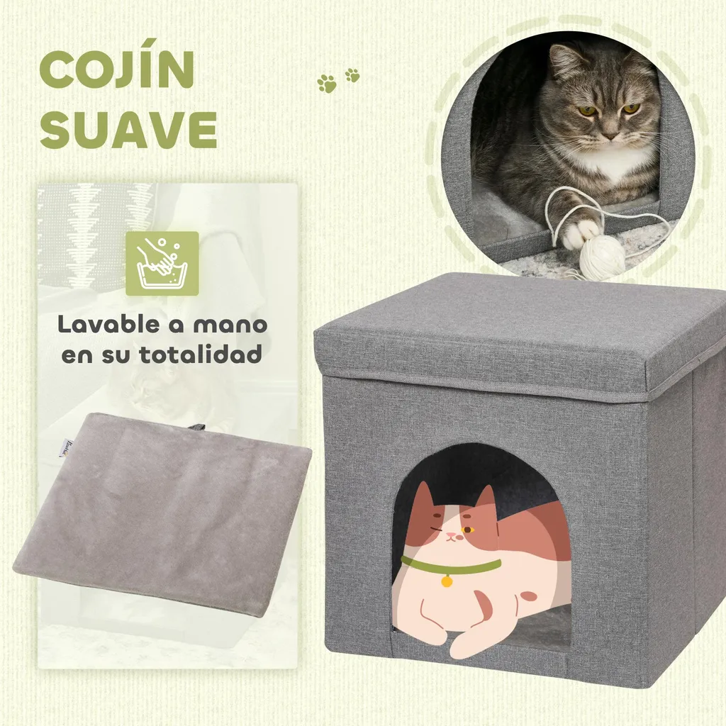 Cube chat de repos 36cm gris idéal pour petits espaces et appartements - 5