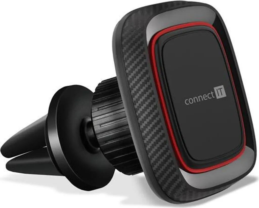 CONNECT IT InCarz 4Strong360 CARBON supporto magnetico universale per auto, 4 magneti, ROSSO