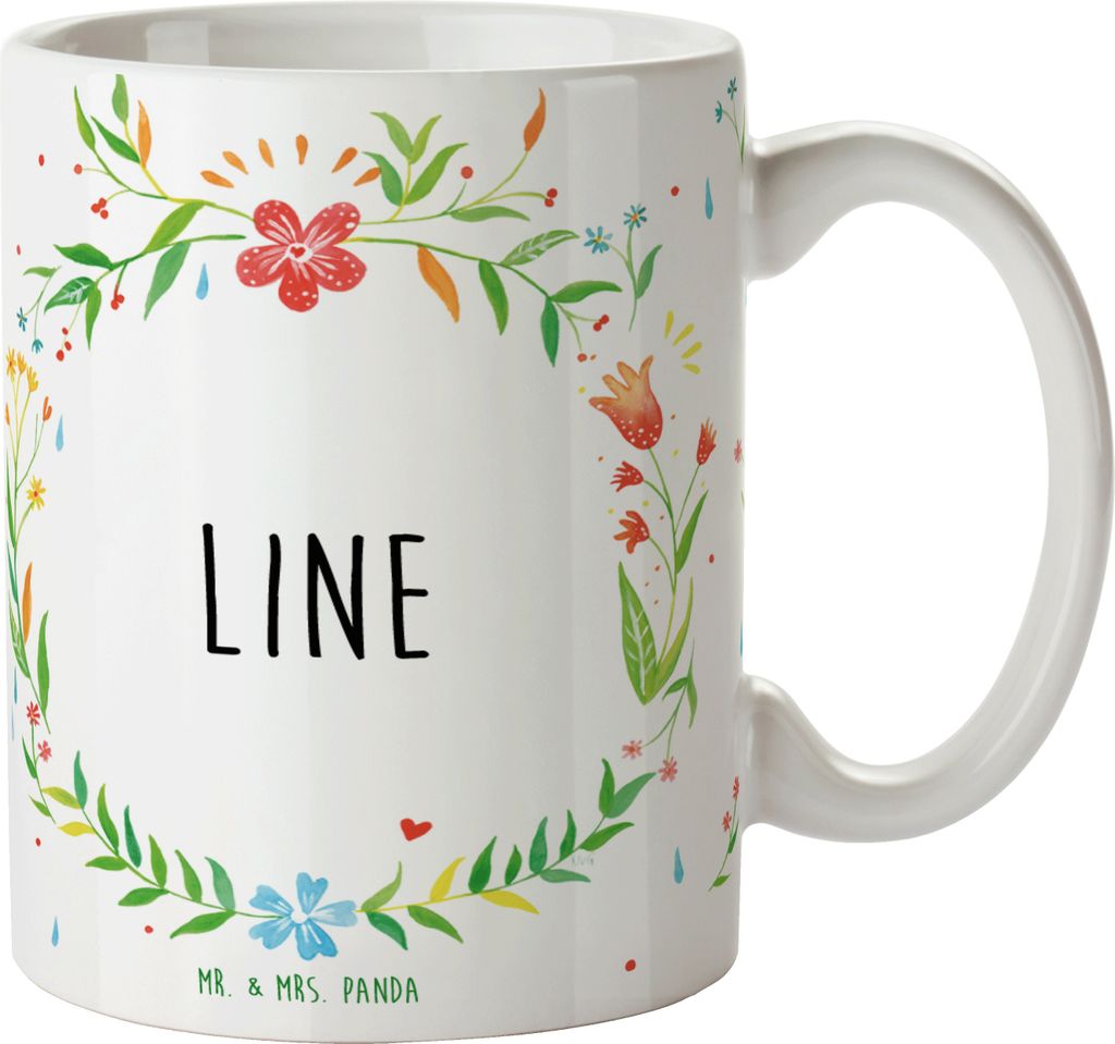 Mr. & Mrs. Panda Tasse Line - Geschenk, Teetasse, Kaffeebecher, Kaffeetasse, Trinkbecher, Becher
