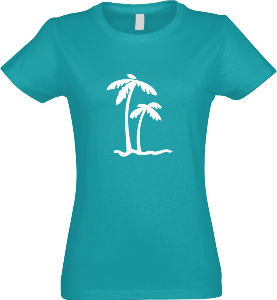 Kiwistar - T-Shirt tailliert - Damen - türkis - Palmen - mit Motiv Bedruckt - Funshirt Design - Sport - Freizeit - Damen - XL