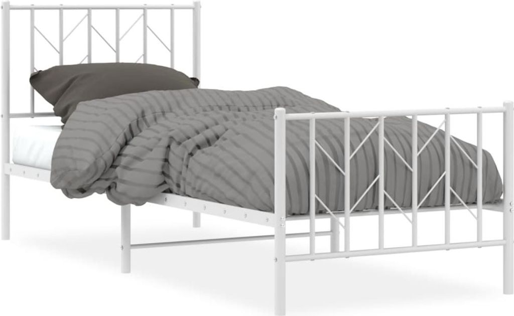 Rám postele s čelem a podnožkou kovový bílý 80x200 cm Obrázek produktu 