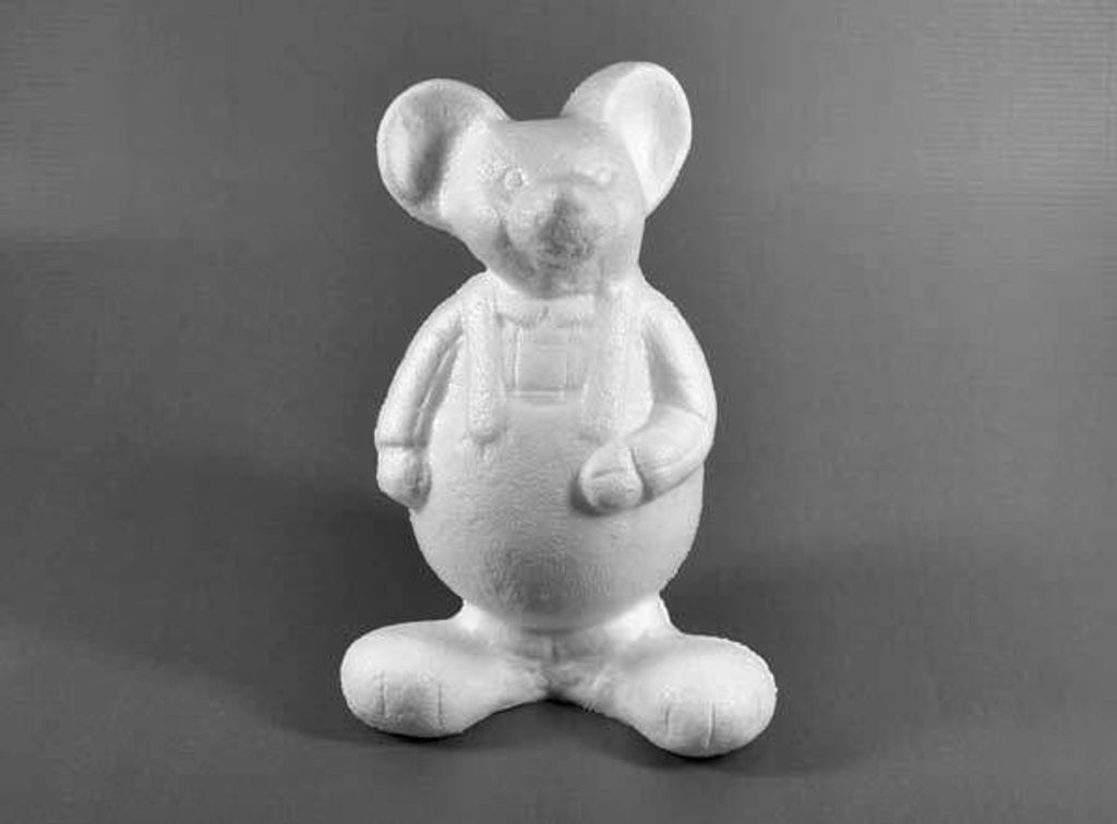Styropor Maus 20,5cm weiß Tier basten bemalen Pailletten bekleben