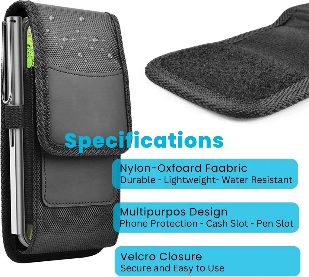 Cadorabo Custodia Sony Xperia M5 con Clip Cintura e Moschettone Nero - 5