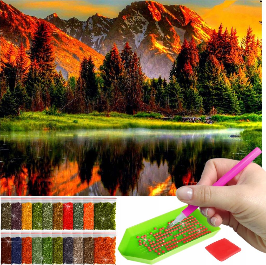 ARTULIO Diamond Painting Set der Sonnenuntergang - 5D Diamant Painting Bilder 30x40 cm mit Diamond Painting Zubehör für Kinder und Erwachsene - C...