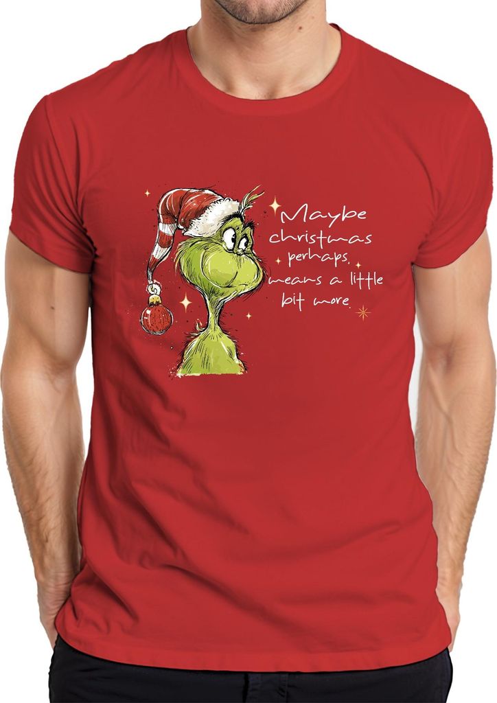 Maybe Christmas means a little bit more Grinch Weihnachten lustig Herren T-Shirt, Rot, M