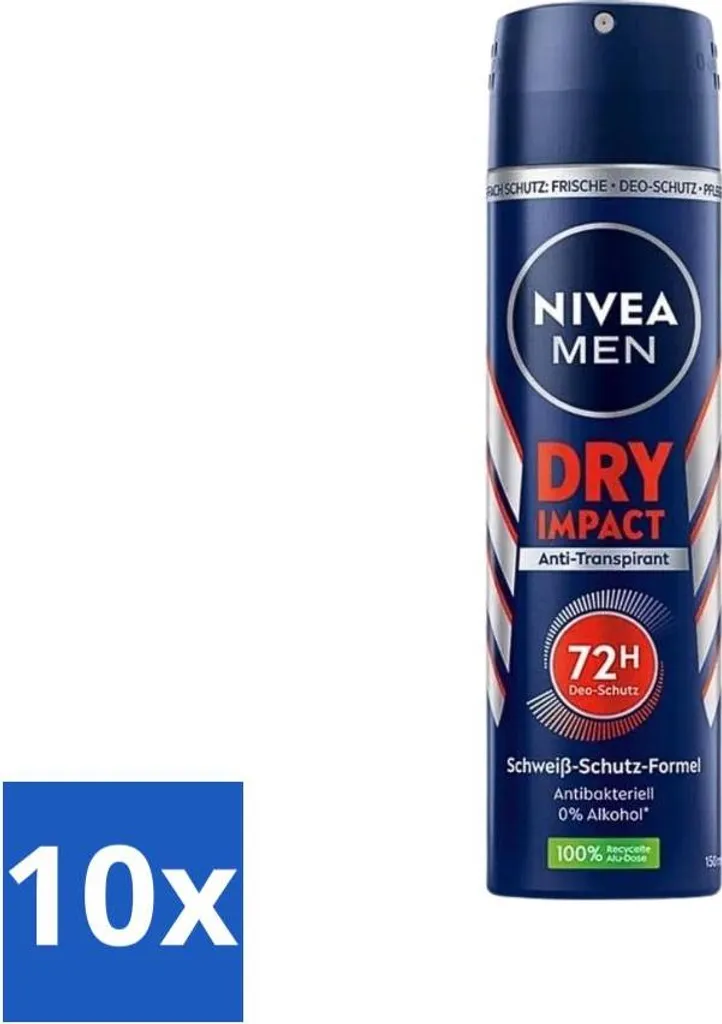 Scorta Famiglia Nivea Men Dry Impact 10 Pezzi - Risparmio Garantito