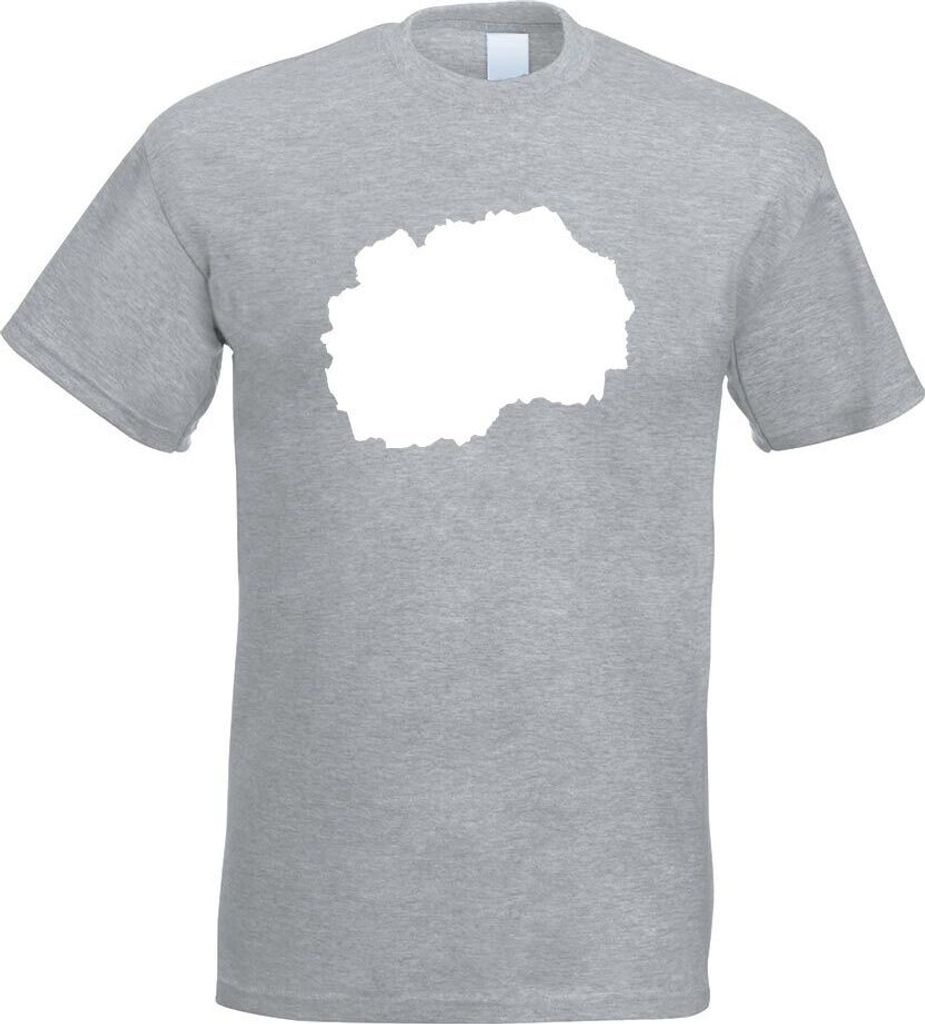 Kiwistar - T-Shirt - Graumeliert - Mazedonien Umriss Kontur Herren Funshirt Bedruckt Design Sprüche Spruch Motive - mit Motiv Bedruckt - Funshirt ...