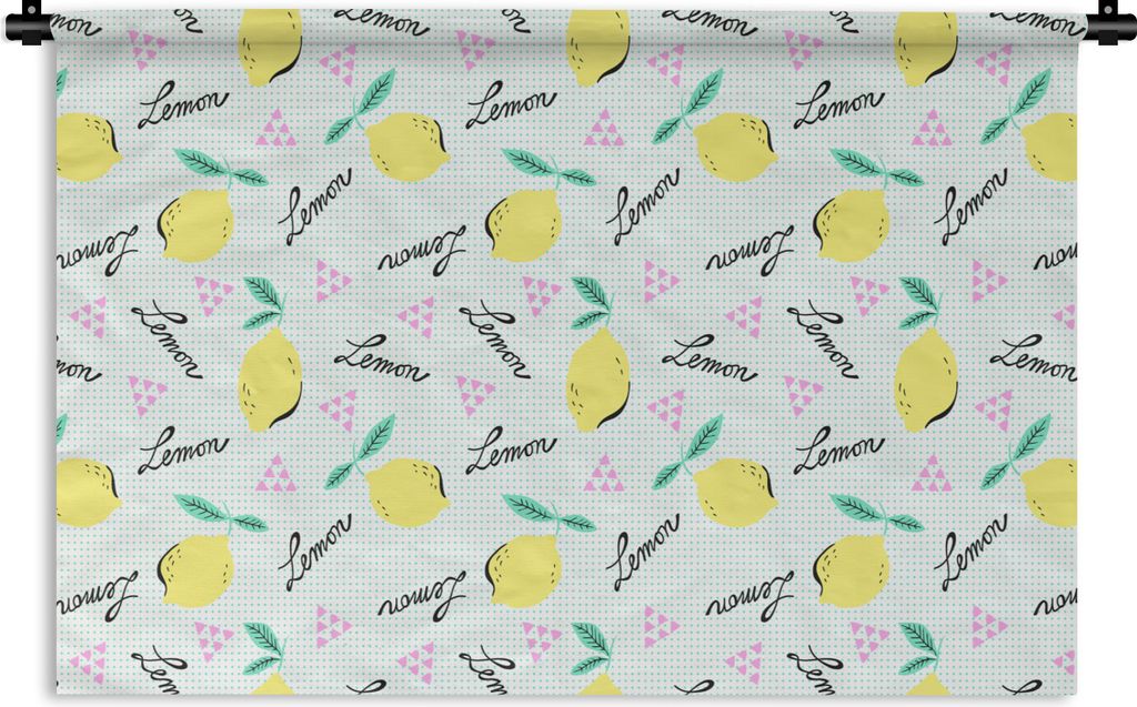 MuchoWow Wandteppich Wandbehang Hipster - Zitrone - Pastell - Muster 120x80 cm Tapisserie Dekoration Wandtuch - Wanddekorationen - Wandtücher