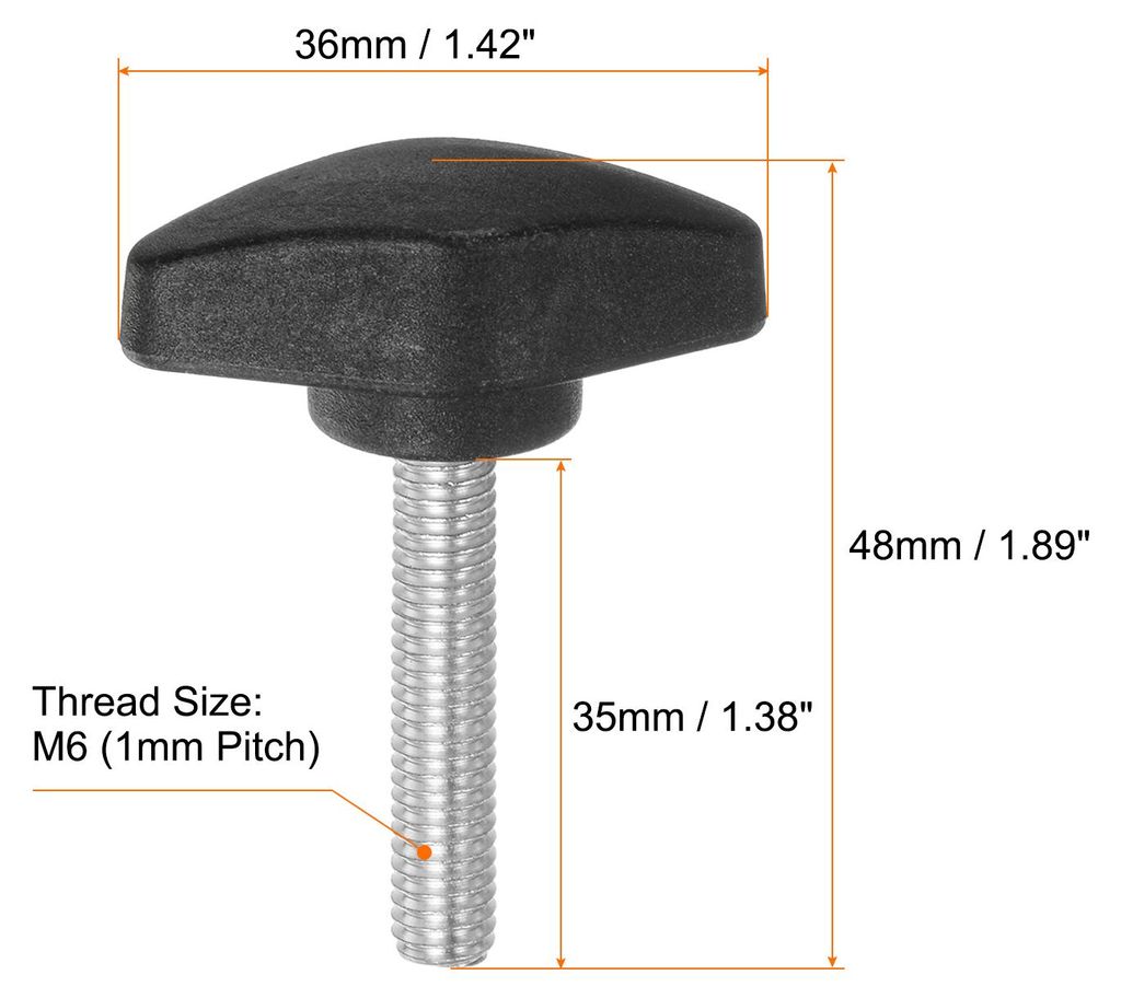 25 Stš¹ck R?ndelschrauben M6 x 35mm Flš¹gelschraube mit T-f?rmige Handgriff, Verzinkte Kohlenstoffstahl Gewindebolzen Daumenschrauben 36mm Span...
