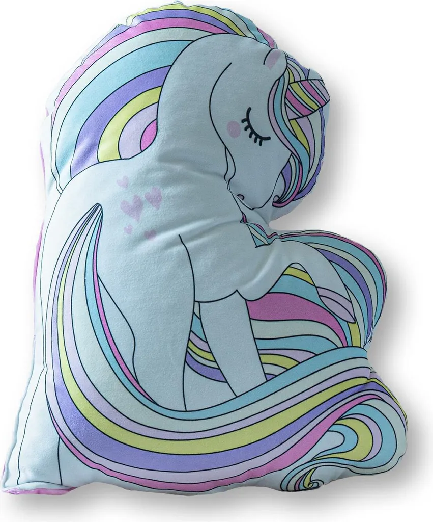 Coussin décoratif Licorne pour enfant 40x30 cm Blanc et Multicolore