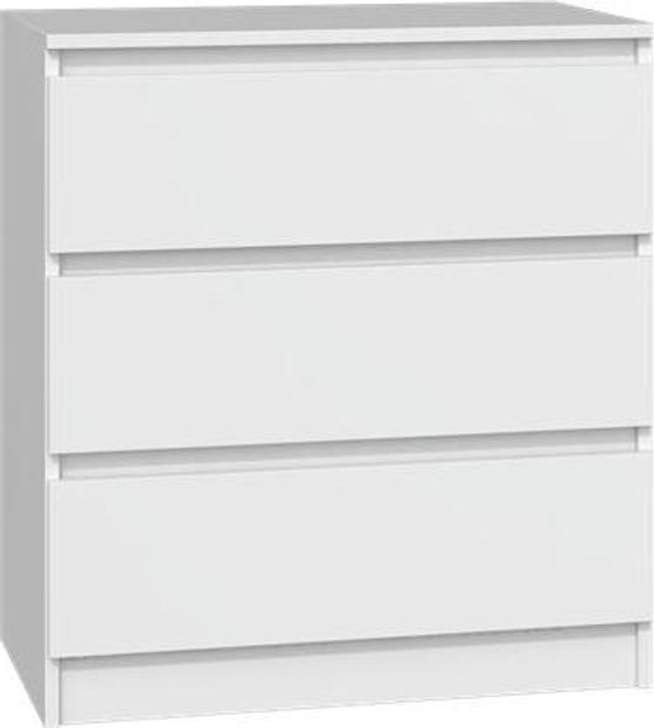 Moderne große Kommode mit 3 Schubladen – Serie MALWA | Farbe: Mattweiß | Größe: 75x70x40 cm