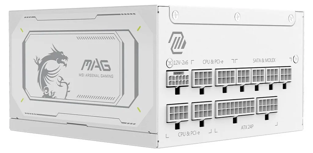 MSI MAG A1000GL White Alimentation Modulaire 1000W Gold Certifiée PCIE5