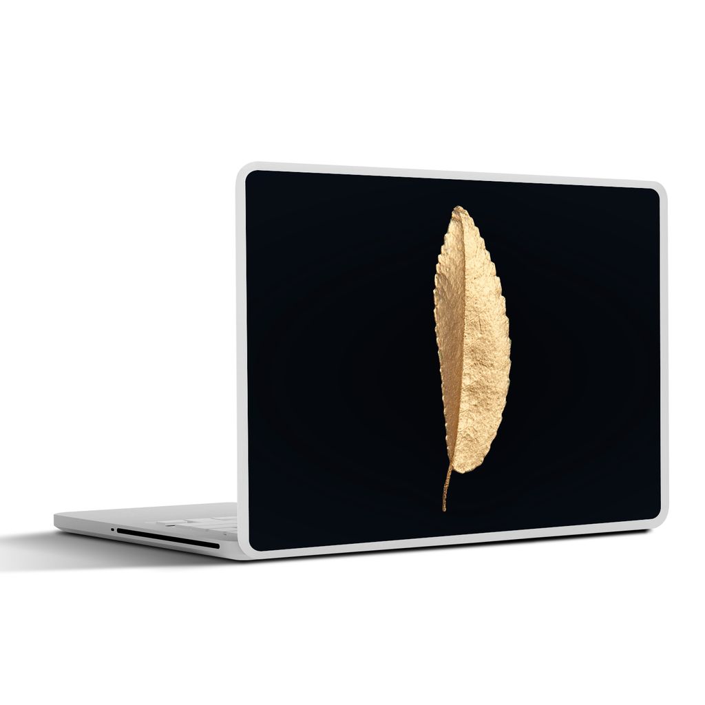 MuchoWow Laptop Aufkleber Sticker Cover Blätter - Schwarz und Gold - Luxus - Chic - Natur 30x22 cm - Laptop-Sticker