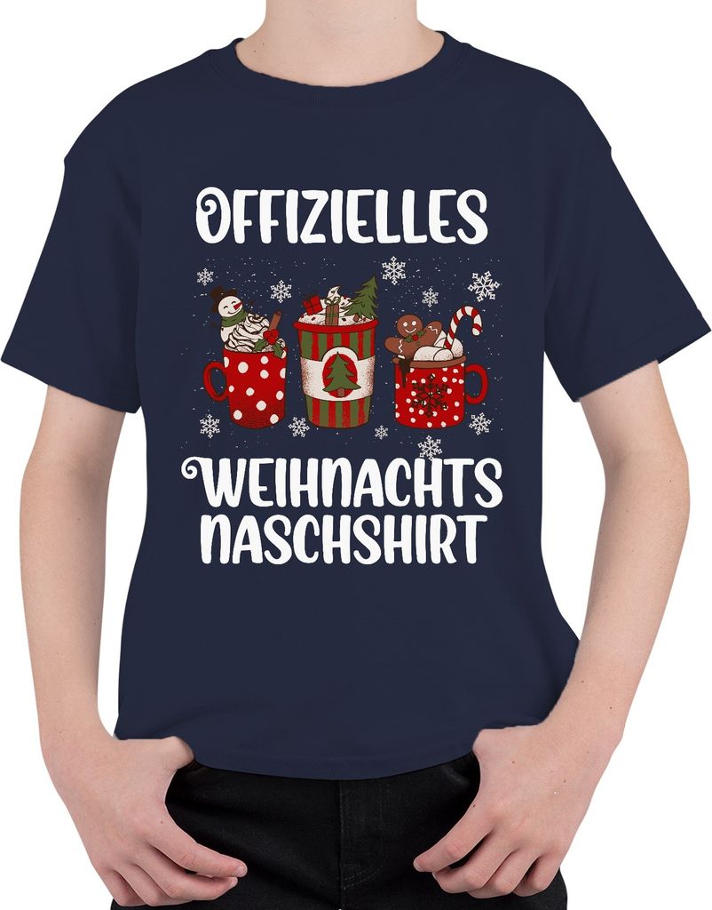Weihnachten Naschen Faultier Lustig - Weihnachtsgeschenk Christmas Uni Kinder T-Shirt, Navy, 104