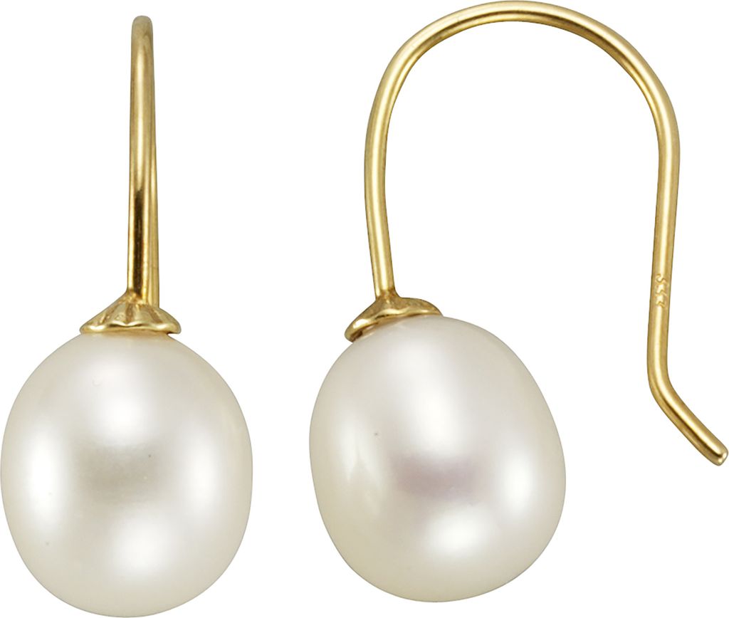V Ohrhänger 585/- Gold 2,4cm gelb Perle weiß 360330172-1 Produktbild 