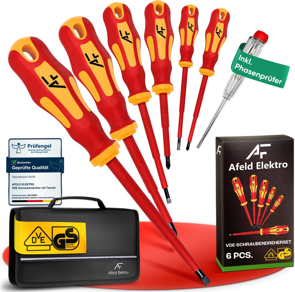 Schraubendreher Set VDE 1000V mit Phasenprüfer & Werkzeugtasche – S2-Stahl, Magnetisch, Ergonomisch