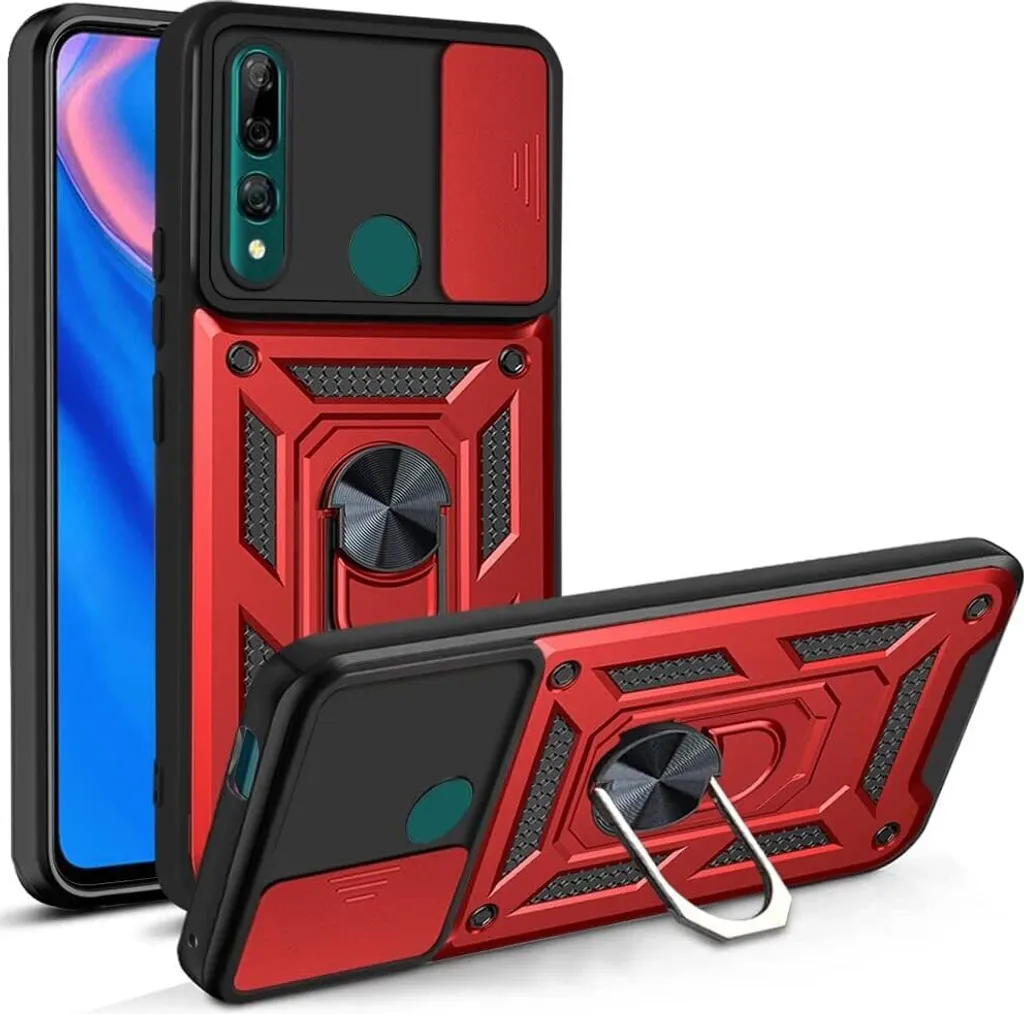 Cover Rossa Huawei Y9 Prime 2019: L'unica con Anello e Scudo Camera!