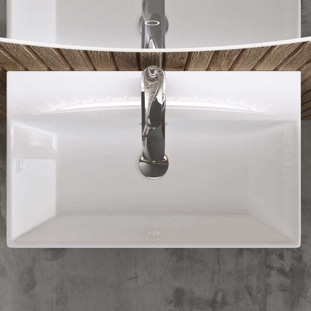doporro Lavabo Bagno in Ceramica Bianco Lucido 60 cm – Immagine del prodotto 