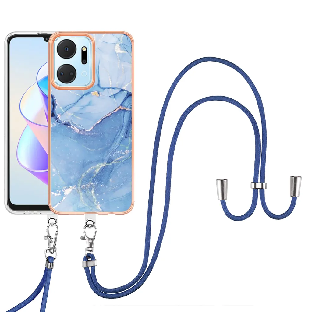 Offerta Cover Honor X7A: Custodia TPU Blu + Cinturino Regolabile