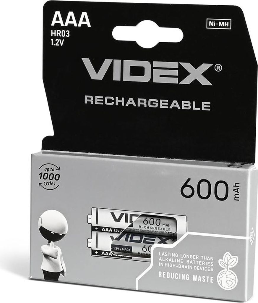 Ni-MH-Akku VIDEX HR03 600mAh 2 Stück Blisterverpackung